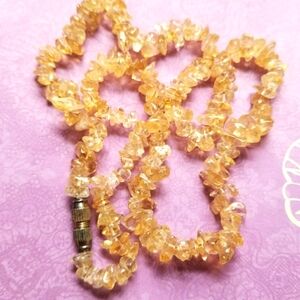 Citrine necklace gemstone bead necklace yellow nugget real gem stone quartz